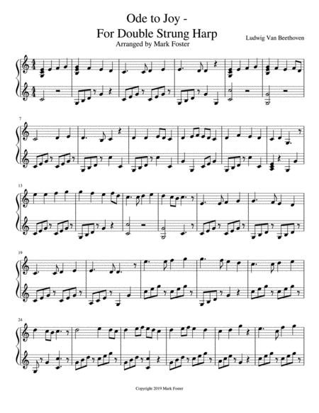 Ode To Joy For Double Strung Harp Sheet Music