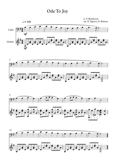 Free Sheet Music Ode To Joy Ludwig Van Beethoven For Cello Guitar