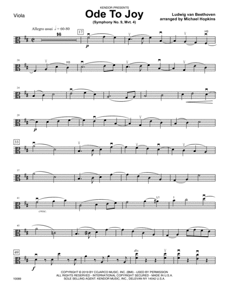 Ode To Joy Symphony No 9 Mvt 4 Viola Sheet Music