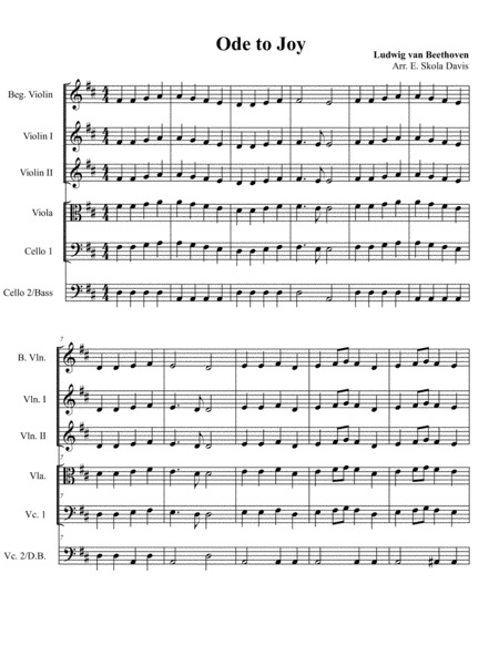 Free Sheet Music Ode To Joy Theme