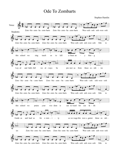 Free Sheet Music Ode To Zombarts