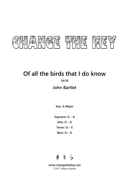 Of All The Birds That I Do Know G Major Sheet Music