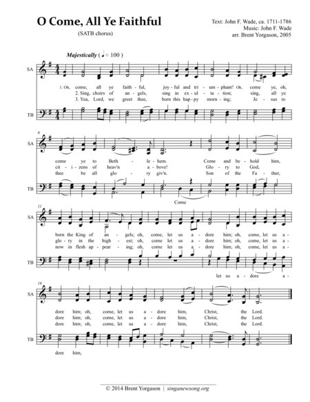 Oh Come All Ye Faithful Satb Sheet Music