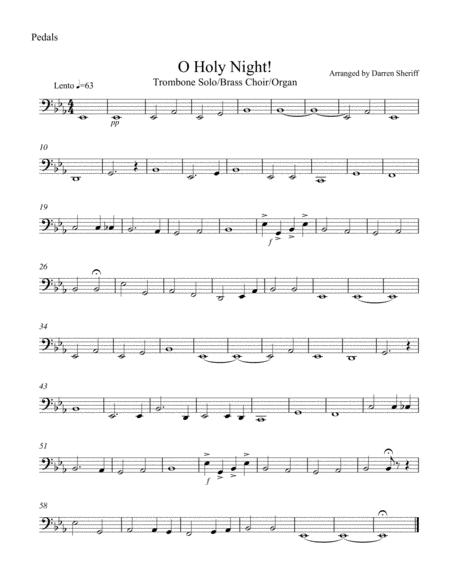 Oh Holy Night For Solo Trombone Brass Choir And Organ Sheet Music