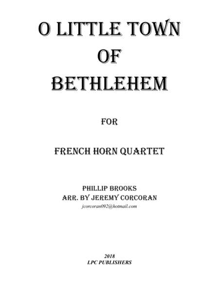 Oh Little Town Of Bethlehem For French Horn Quartet Sheet Music