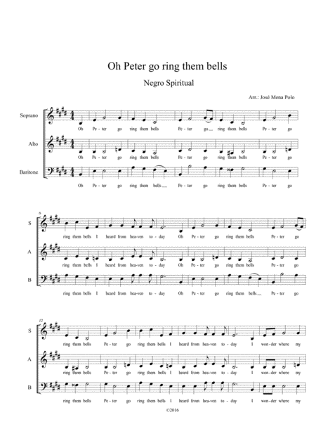 Oh Peter Go Ring Them Bells Sheet Music