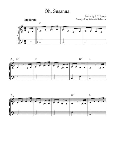 Free Sheet Music Oh Susanna Easy Piano Version