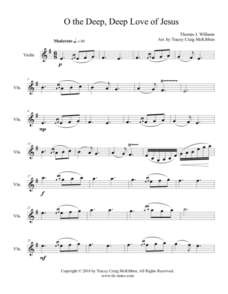 Oh The Deep Deep Love Of Jesus For Violin Solo Sheet Music