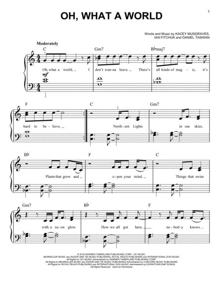 Free Sheet Music Oh What A World