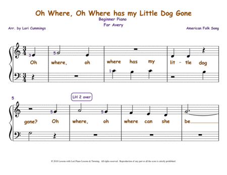 Free Sheet Music Oh Where Oh Where Has My Little Dog Gone