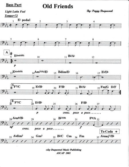 Old Friends Bass Part Sheet Music