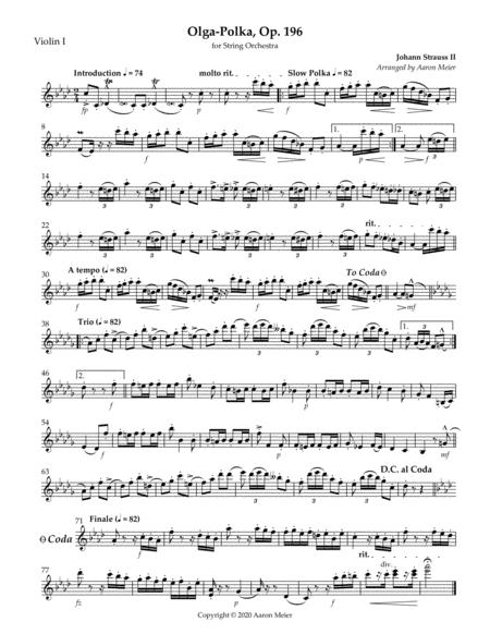 Olga Polka Op 196 Arr For String Orchestra Violin I Sheet Music
