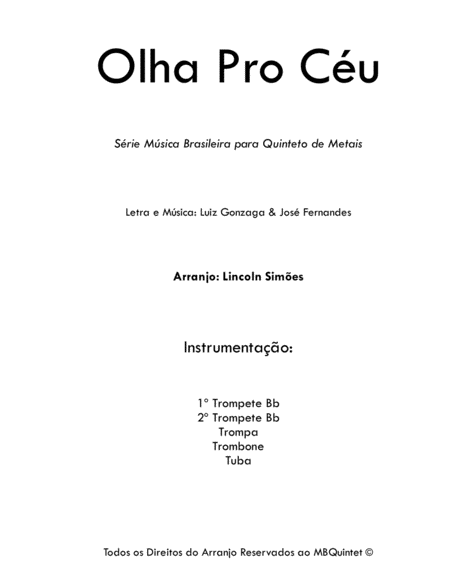 Free Sheet Music Olha Pro Cu For Brass Quintet