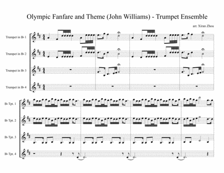 Free Sheet Music Olympic Fanfare Theme Trumpet Ensemble