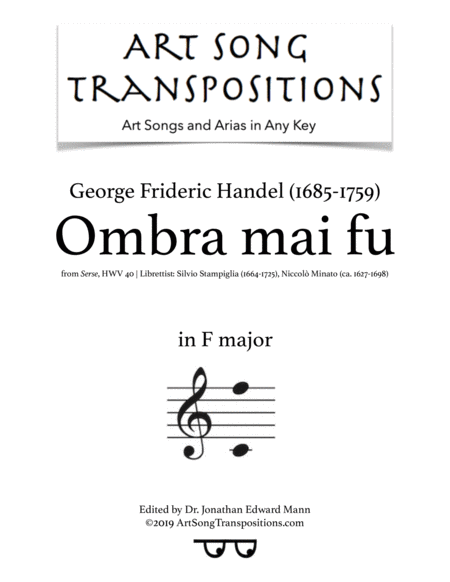 Free Sheet Music Ombra Mai Fu Transposed To F Major