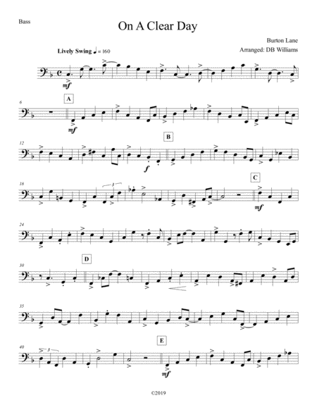 Free Sheet Music On A Clear Day Bass