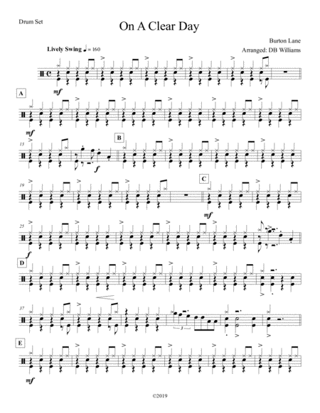 On A Clear Day Drum Set Sheet Music