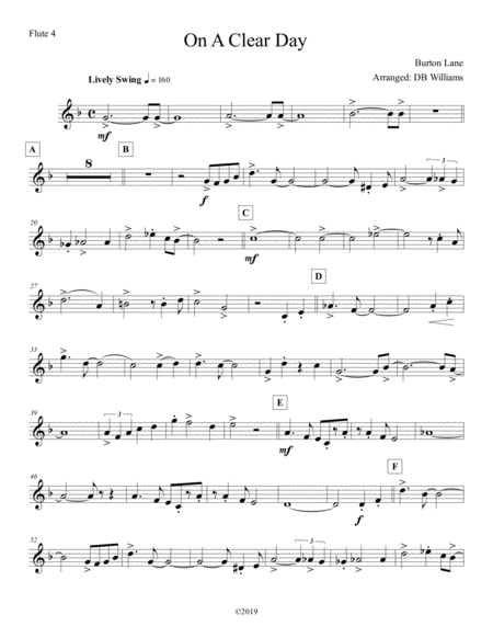 Free Sheet Music On A Clear Day Flute 4