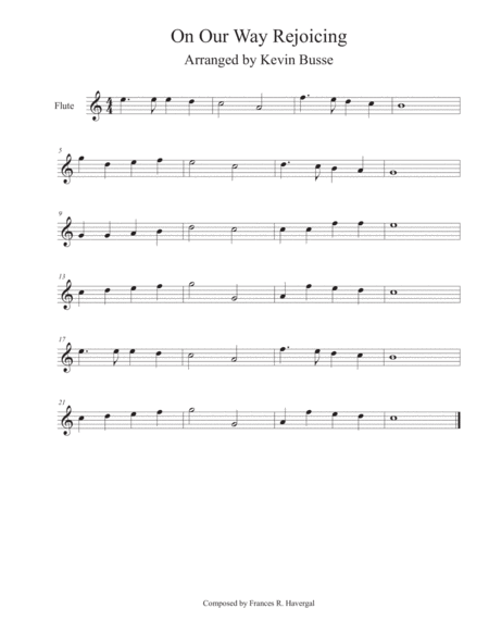 On Our Way Rejoicing Easy Key Of C Flute Sheet Music