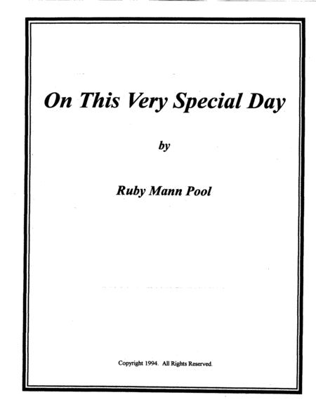 On This Very Special Day Sheet Music