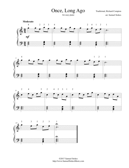 Free Sheet Music Once Long Ago For Easy Piano