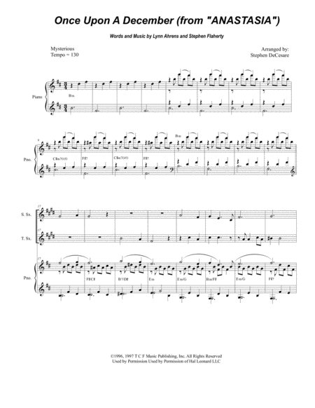 Once Upon A December Duet For Soprano And Tenor Saxophone Sheet Music