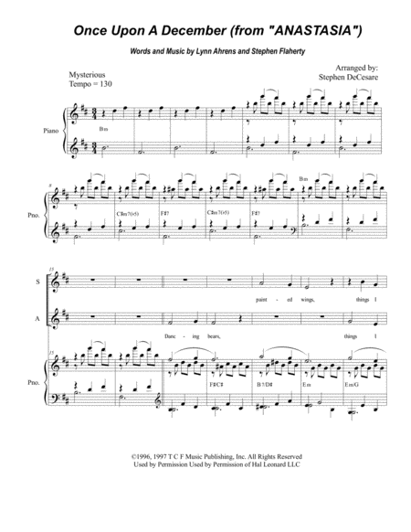 Once Upon A December For Sab Sheet Music