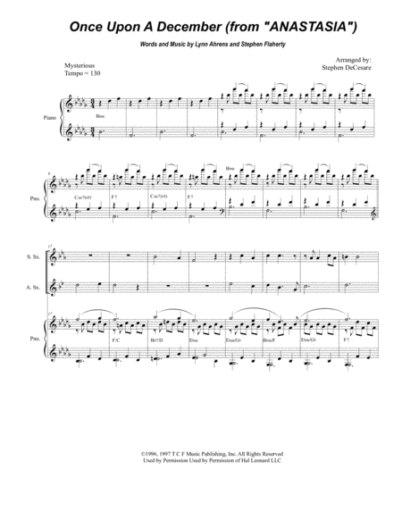 Once Upon A December For Saxophone Quartet And Piano Sheet Music