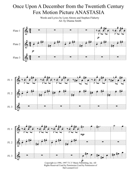 Free Sheet Music Once Upon A December From Anastasia