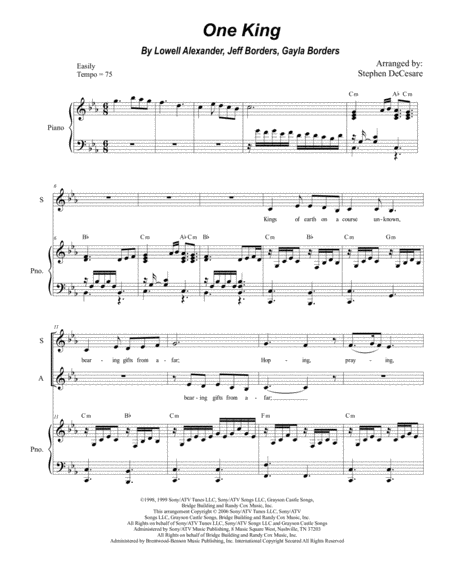 Free Sheet Music One King For Sab