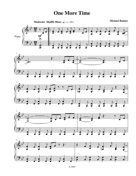 One More Time A Blues Piano Solo From Modern Solos Sheet Music