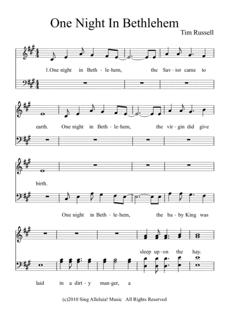 One Night In Bethlehem Sheet Music