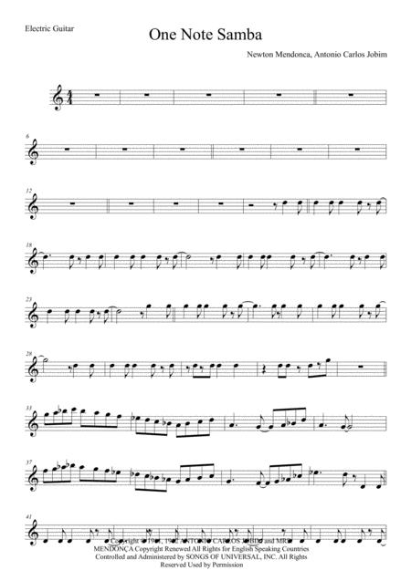 One Note Samba Samba De Uma Nota So Electric Guitar Sheet Music