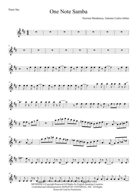 One Note Samba Samba De Uma Nota So Tenor Sax Sheet Music