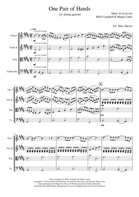 One Pair Of Hands String Quartet Version Sheet Music
