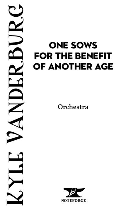 Free Sheet Music One Sows For The Benefit Of Another Age