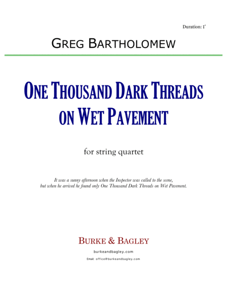 Free Sheet Music One Thousand Dark Threads On Wet Pavement String Quartet