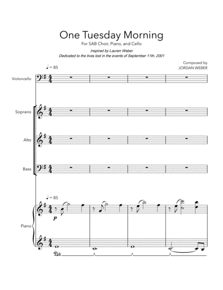 One Tuesday Morning Sheet Music