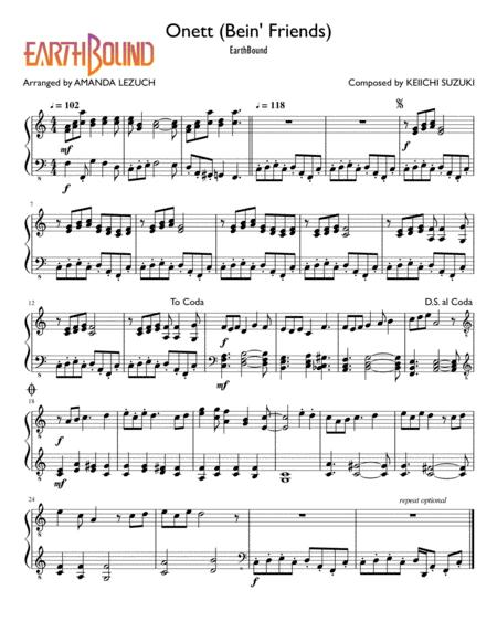 Free Sheet Music Onett Bein Friends Earthbound