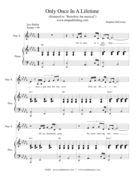 Only Once In A Lifetime Sheet Music