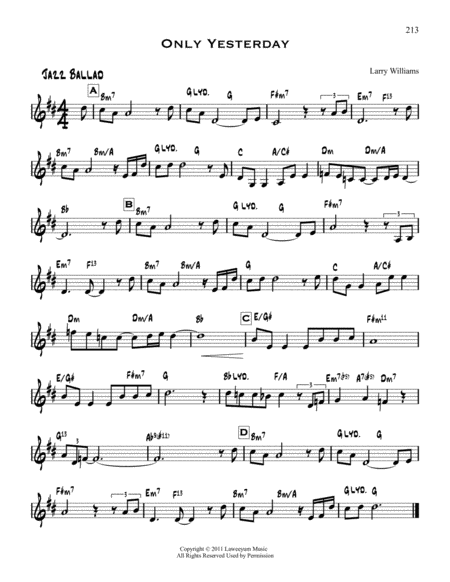 Free Sheet Music Only Yesterday