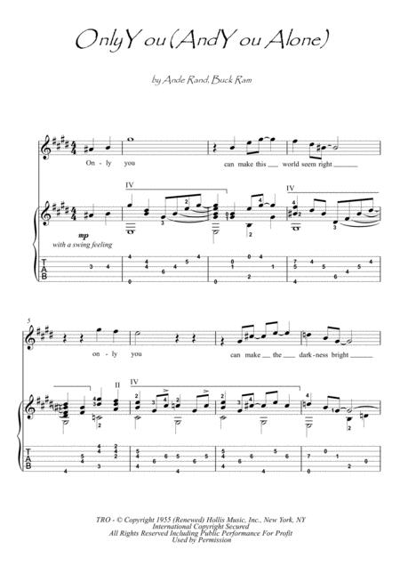 Free Sheet Music Only You And You Alone Guitar Fingerstyle