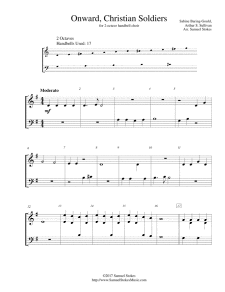 Onward Christian Soldiers For 2 Octave Handbell Choir Sheet Music