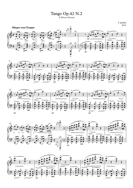 Free Sheet Music Op 42 Tango N 2 Allegro Non Troppo In A Minor