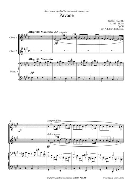 Free Sheet Music Op 50 Pavane 2 Oboes And Piano