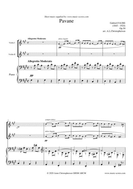 Op 50 Pavane 2 Violins And Piano Sheet Music