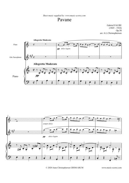 Op 50 Pavane Flute Alto Saxophone And Piano Sheet Music