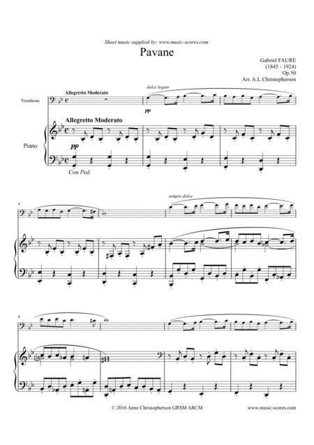 Free Sheet Music Op 50 Pavane Trombone And Piano