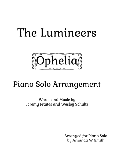 Ophelia Intermediate Piano Solo Sheet Music