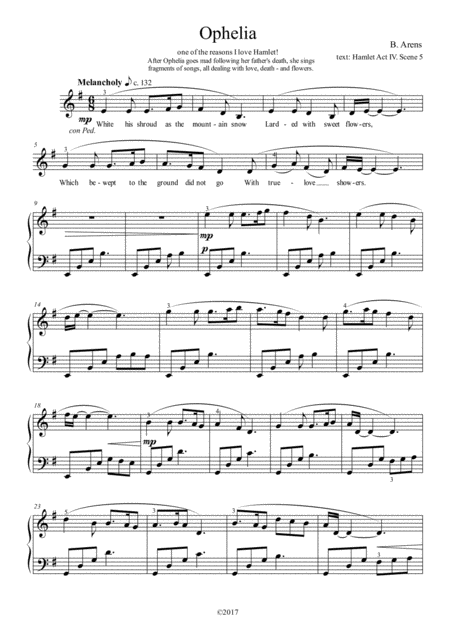 Free Sheet Music Ophelia